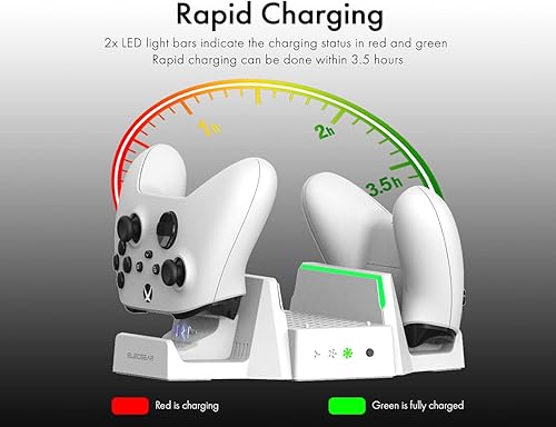 Miniatura 4 de ElecGear Soporte vertical de refrigeración y carga para Xbox Series S, 2 baterías recargables y base de carga dual para controlador Xbox, ventilador