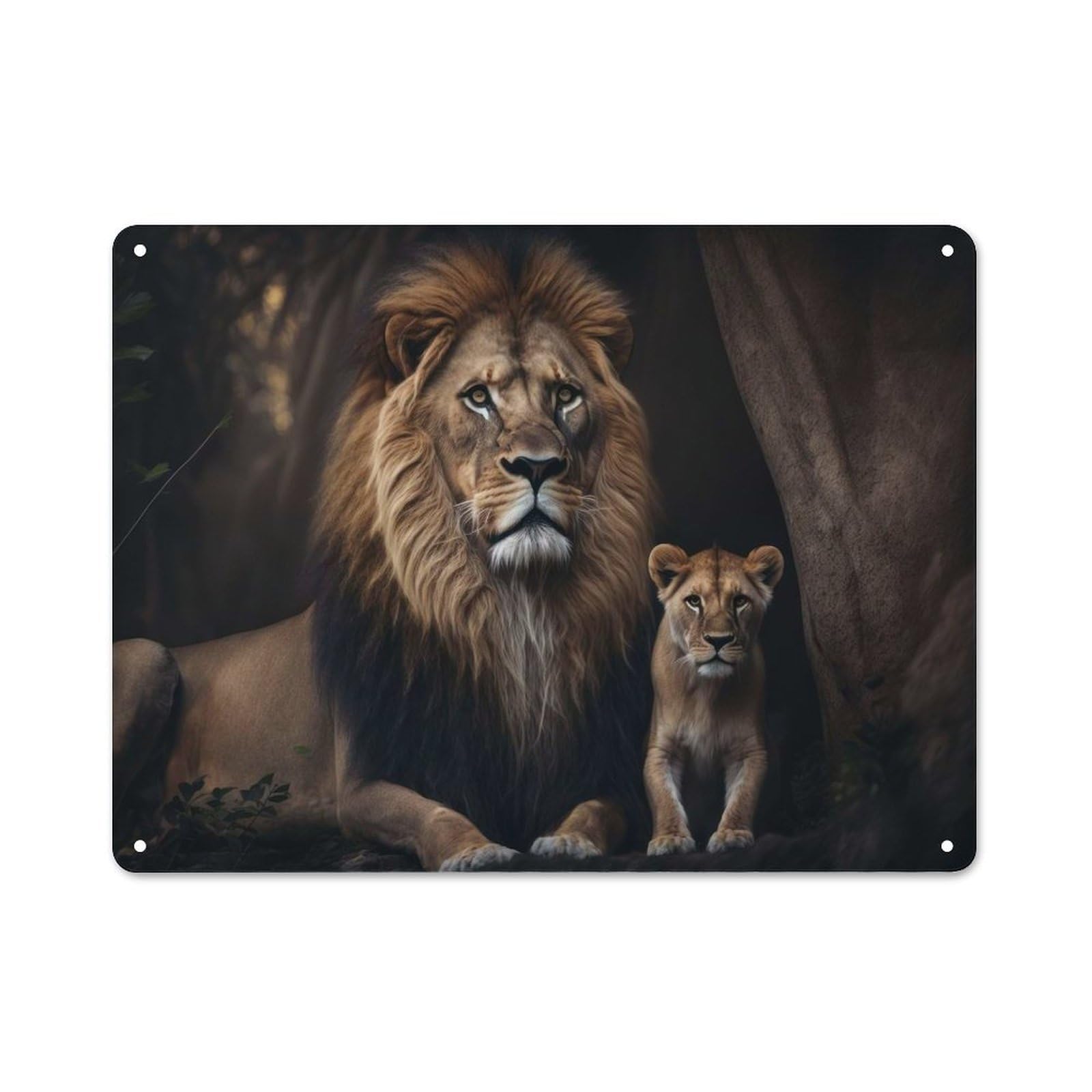 Junmoney Style-2 Lion Family Garden Room Metal Sign 30X40cm, Vintage Shed Wall Decor For Conservatory, Home Bar Or Utility Room