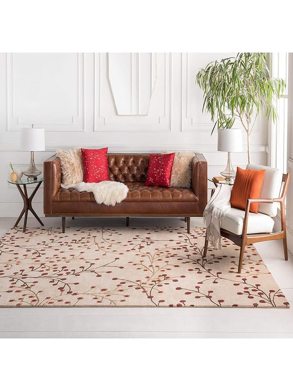 Image of Embossed Handmade GH Wool Thick Geometrical Carpet is a Stylish and Practical Addition to Any Living Room 5X8