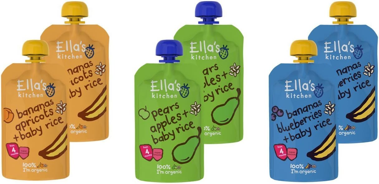 Ella's Kitchen Baby Rice Mixed Case Selection Stage 1 from 4 Month 6 x 120g