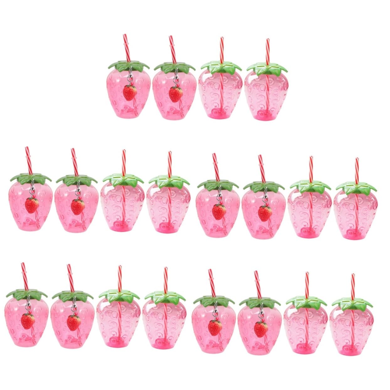 jojofuny 20pcs Strawberry Cups Straws Adorable Fruit Drink Tumblers for Decorations for Tea Pool Gatherings Fun Party Favors for Boys and Girls Adults