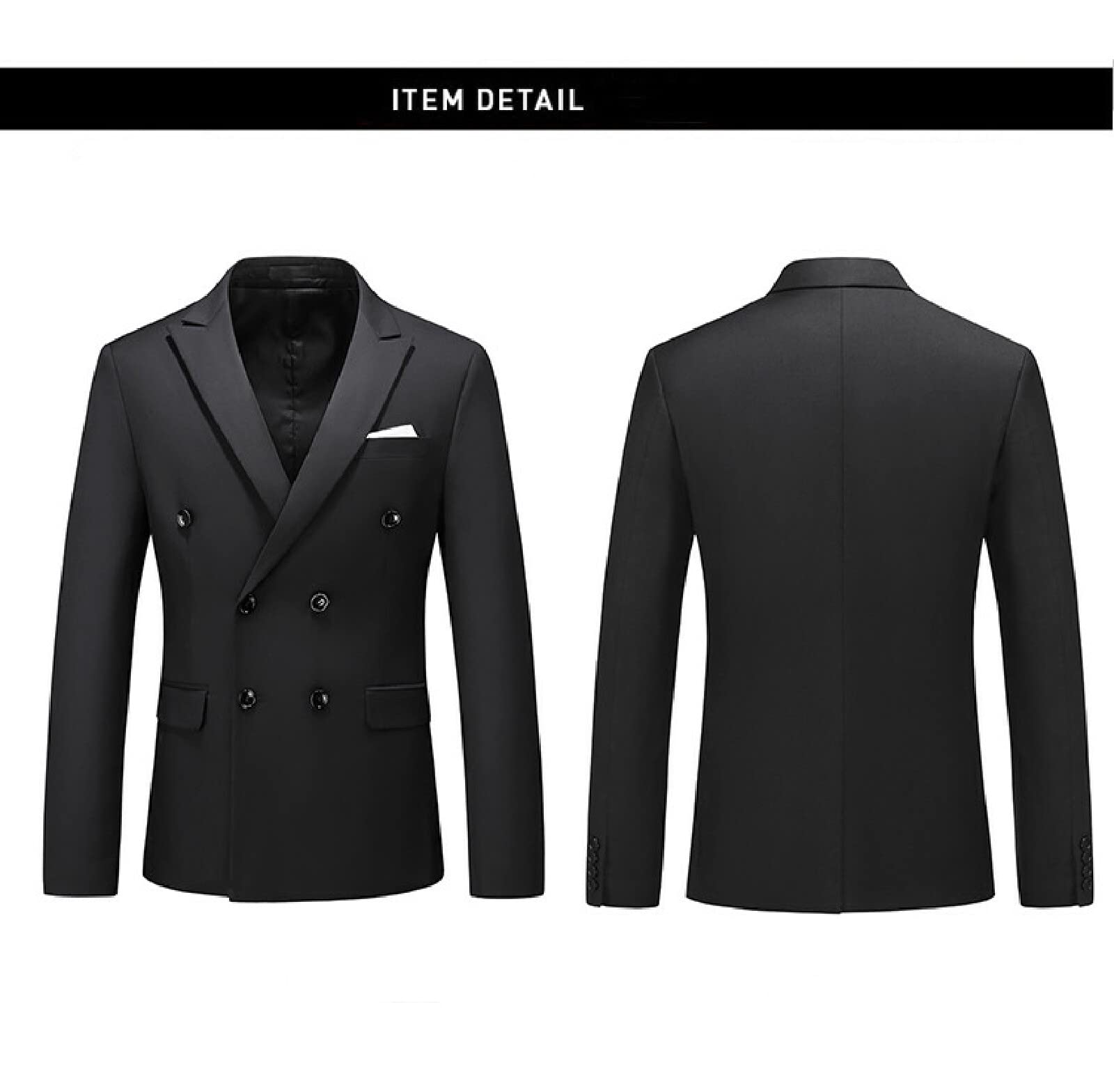 WANMN Chaqueta de Traje de Doble Botonadura de Color sólido Informal de Negocios para Hombre
