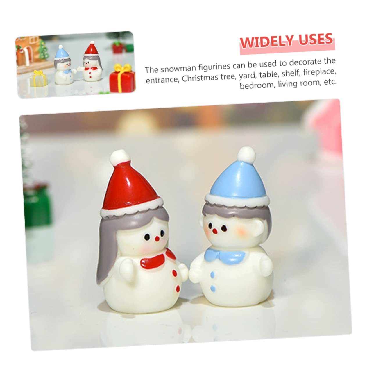 HOMSFOU Lot De 3 Figurines De Bonhomme De Neige De Noël en Résine Décoratives À Collectionner pour La Décoration Intérieure 8 Pièces X 3