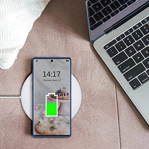 Image of DIZORO Liquid Silicone Case with Microfiber Cushioning Compatible for Samsung Galaxy Note 10 Plus Shockproof Slim Back Cover, Gel Rubber Full Body Protection - Blue