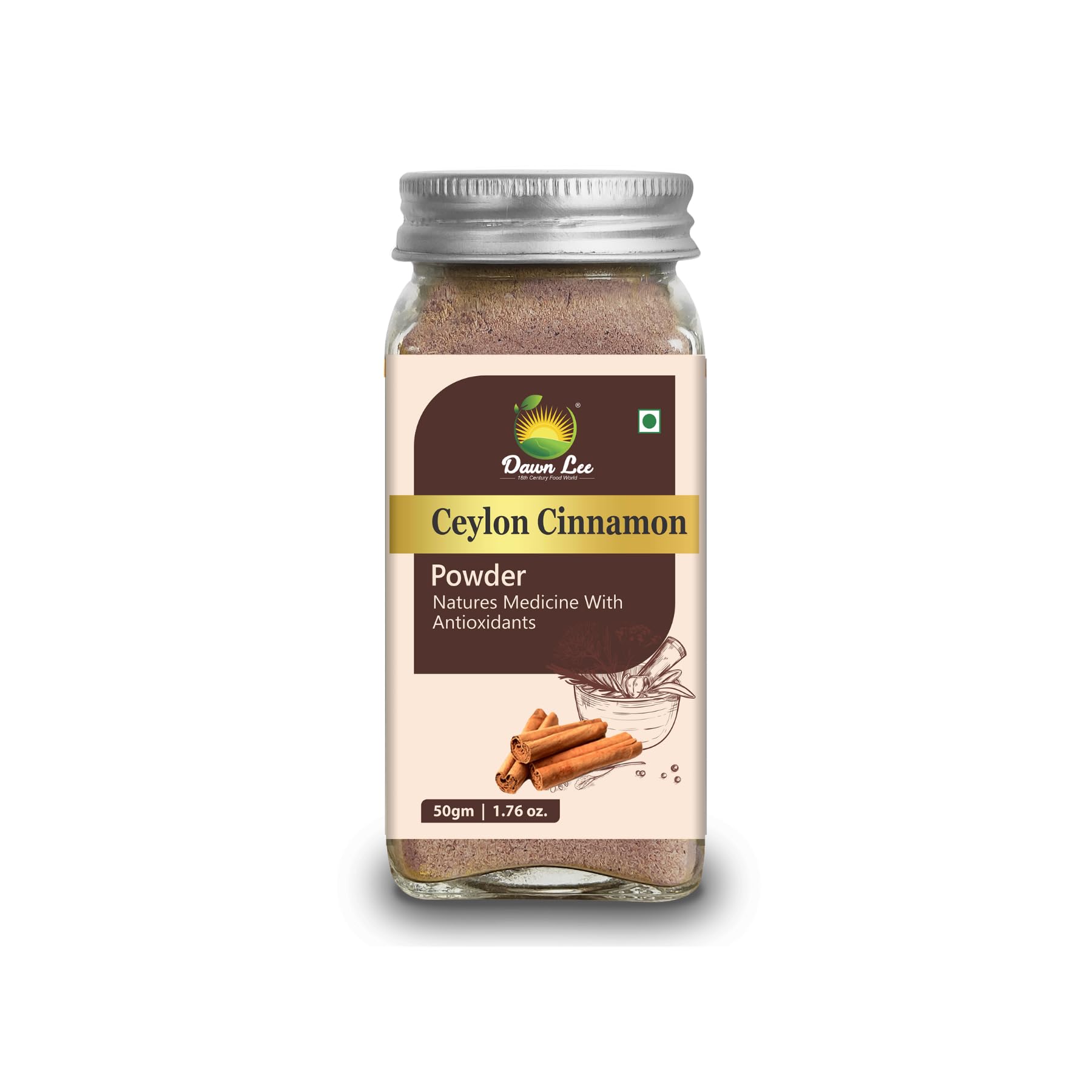 Dawn Lee Ceylon Cinnamon Powder 50g – Pure & Natural | Dalchini Powder | Non Cassia | Sourced from Sri Lanka | Packed with Zero Preservatives or Additives | Indian Spices Aroma & Flavour
