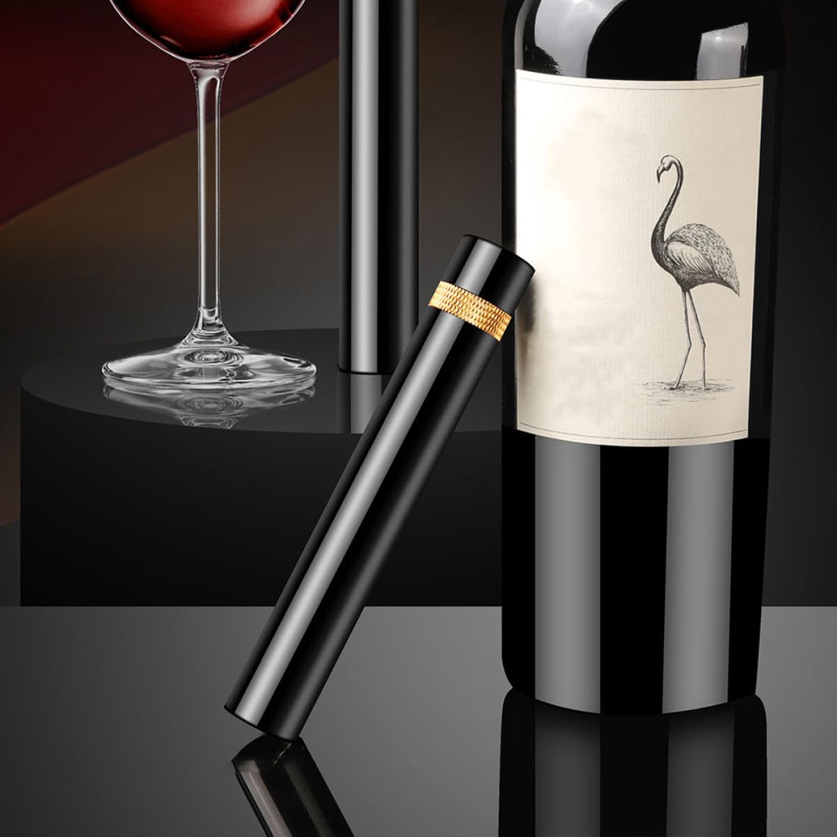 BETOOKY Abridor de Vino Tinto a Presión Mango Antideslizante, Acero Inoxidable y Plástico, Diseño Portátil Adecuado para Uso en Casa y Restaurante
