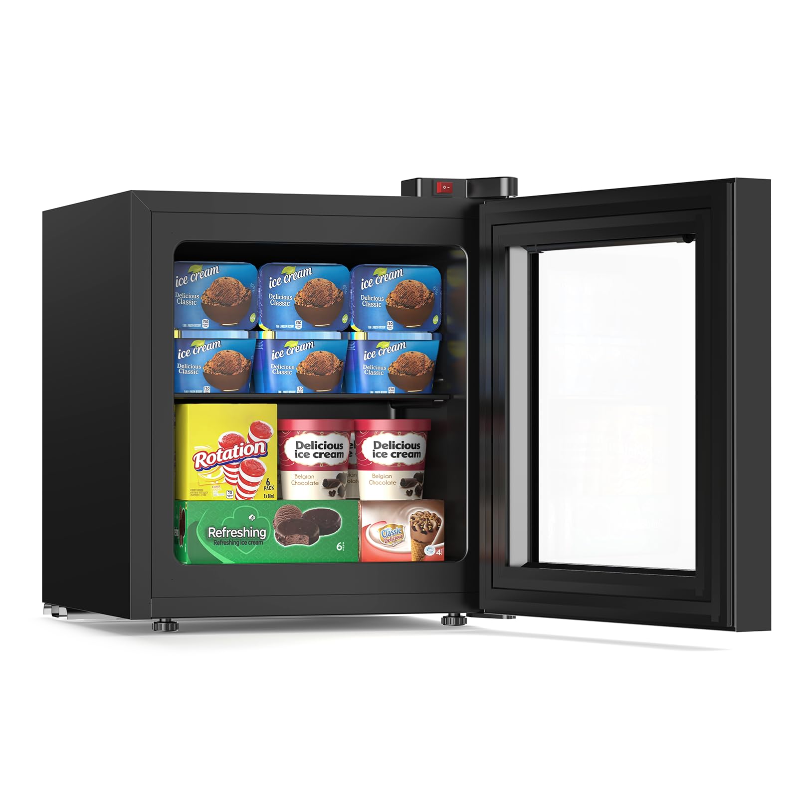 Electactic Mini Upright Freezer, 1.2 Cu.ft Compact Freezer with Glass Door Display, 7 Adjustable Temperature Settings (-10°F to -18°F), Quiet & Energy-Efficient, Black on Fridge.com