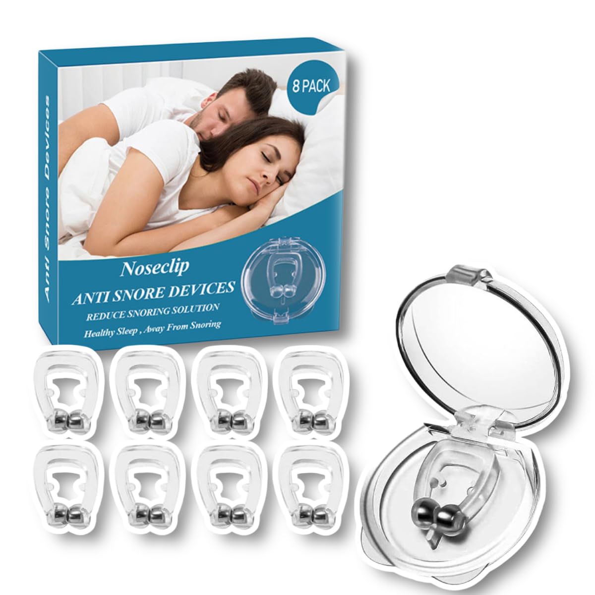 UGOOOSI 8 Pack Anti Snoring Devices Silicone Magnetic Comfortable Snore Stopper Snoring Solution for Men and Women Individually