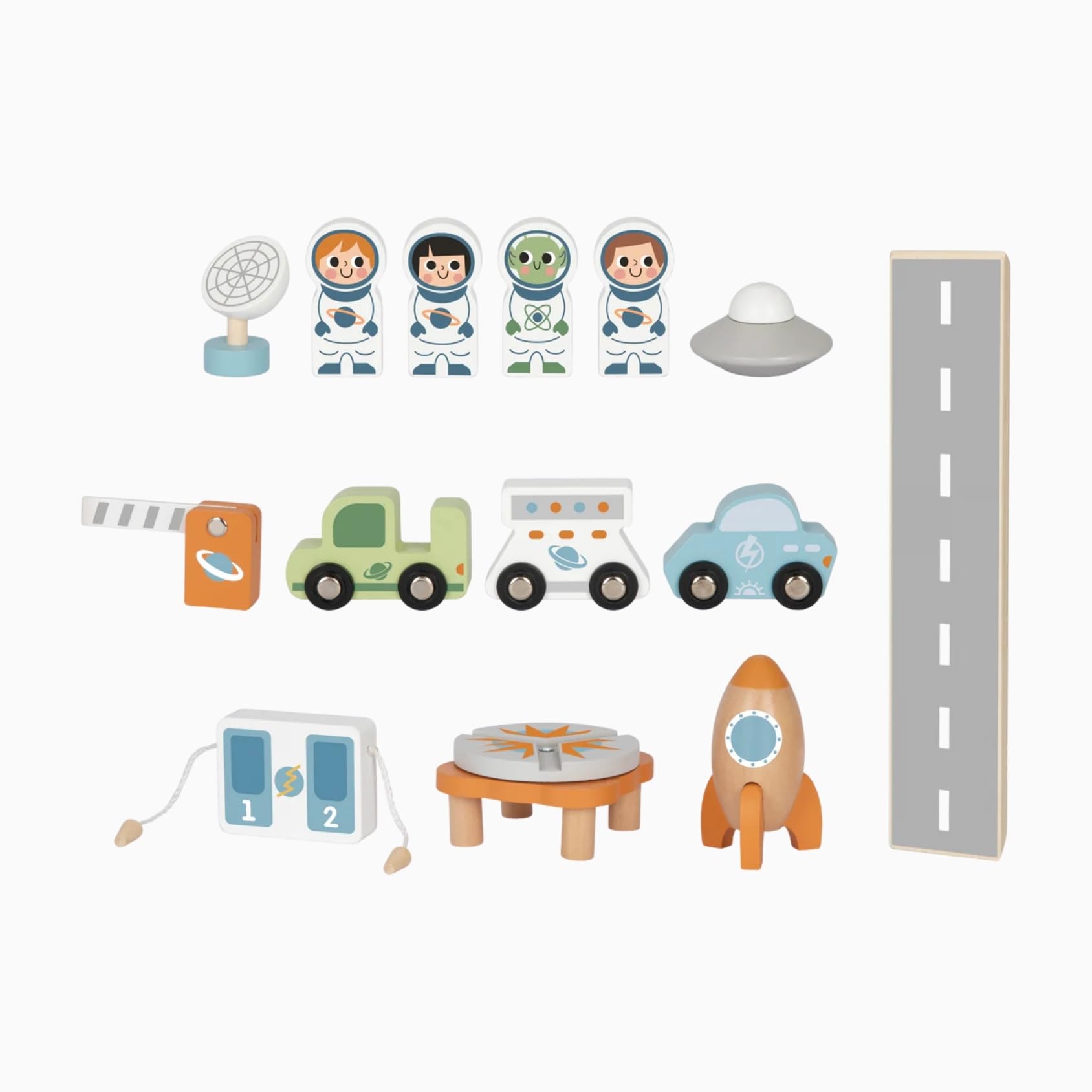 Tooky Toy Weltraum Spielstation FSC Holz: Spielgarage mit Rakete, Astronauten & Fahrzeugen, Montessori Lernspielzeug, Fördert Motorische, Soziale & Emotionale Entwicklung, Geschenk ab 3 Jahren