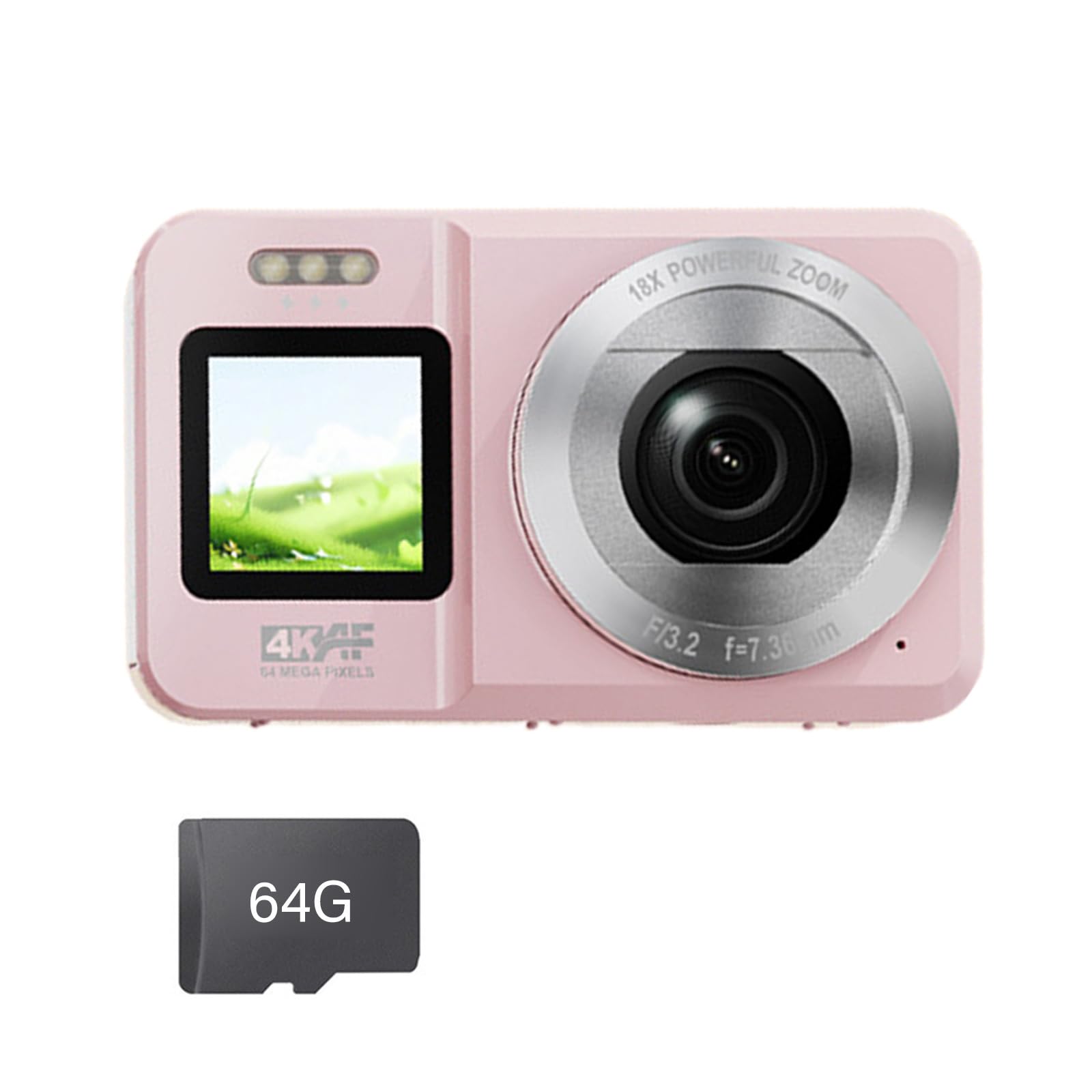 Doppio Schermo 4K Videocamera 64MP 18X Digital Zoom Portatile Per Gli Adolescenti Scuola Attività Viaggi Per Viaggi