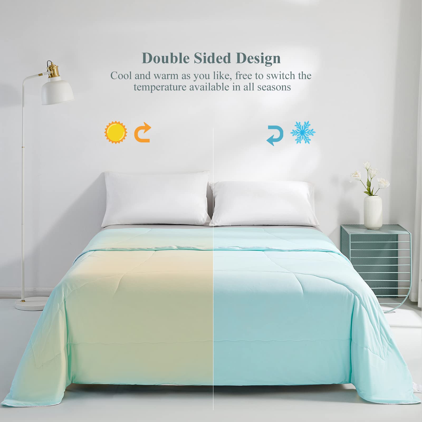 Elegear Revolutionary Cooling Comforter King Absorbs Body Heat to Keep Cool, Cooling Blanket for Hot Sleepers Japanese Arc-Chill Cold Tech Fabric Summer Comforter Hypo-Allergenic Cooling Quilt - Blue
