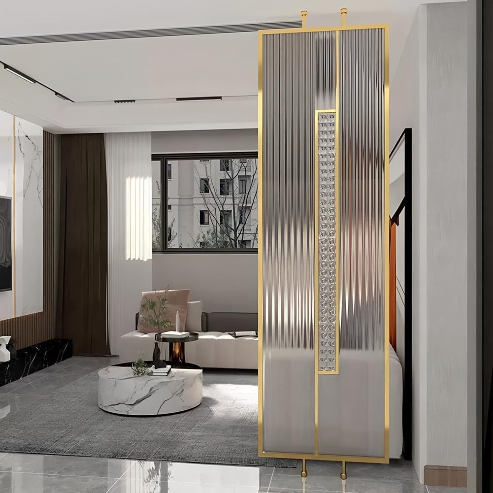 Moderna columna independiente con vidrio templado, 2 paneles, para oficina en casa, 230 x 45 cm