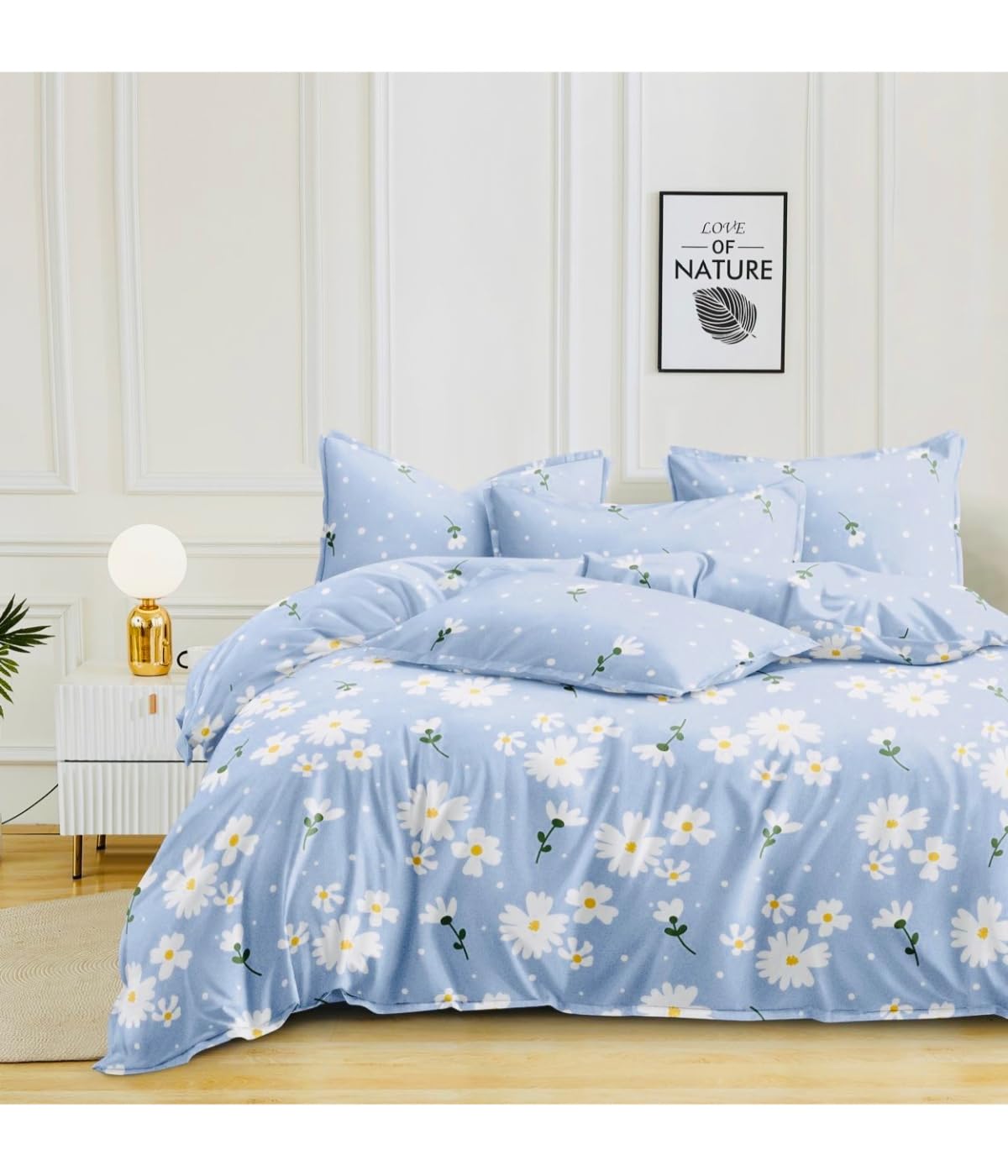 Byloom New Reversible Double Bed Comforter/Bedding Set, 1 Double Comforter (90x100 inch), 1 Double Bedsheet Bedsheet (90x100 inch), 2 Pillow Covers (46 x 68 Cms) (Blue Blossom)-image-17