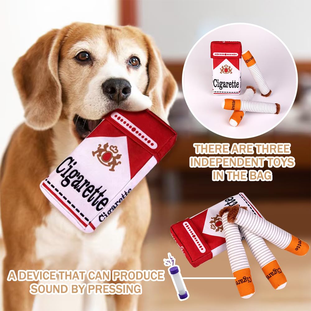 Giocattolo Per Cani A Forma Di Sigaro – Divertente Squeaker Con Scatola E 3 Peluche