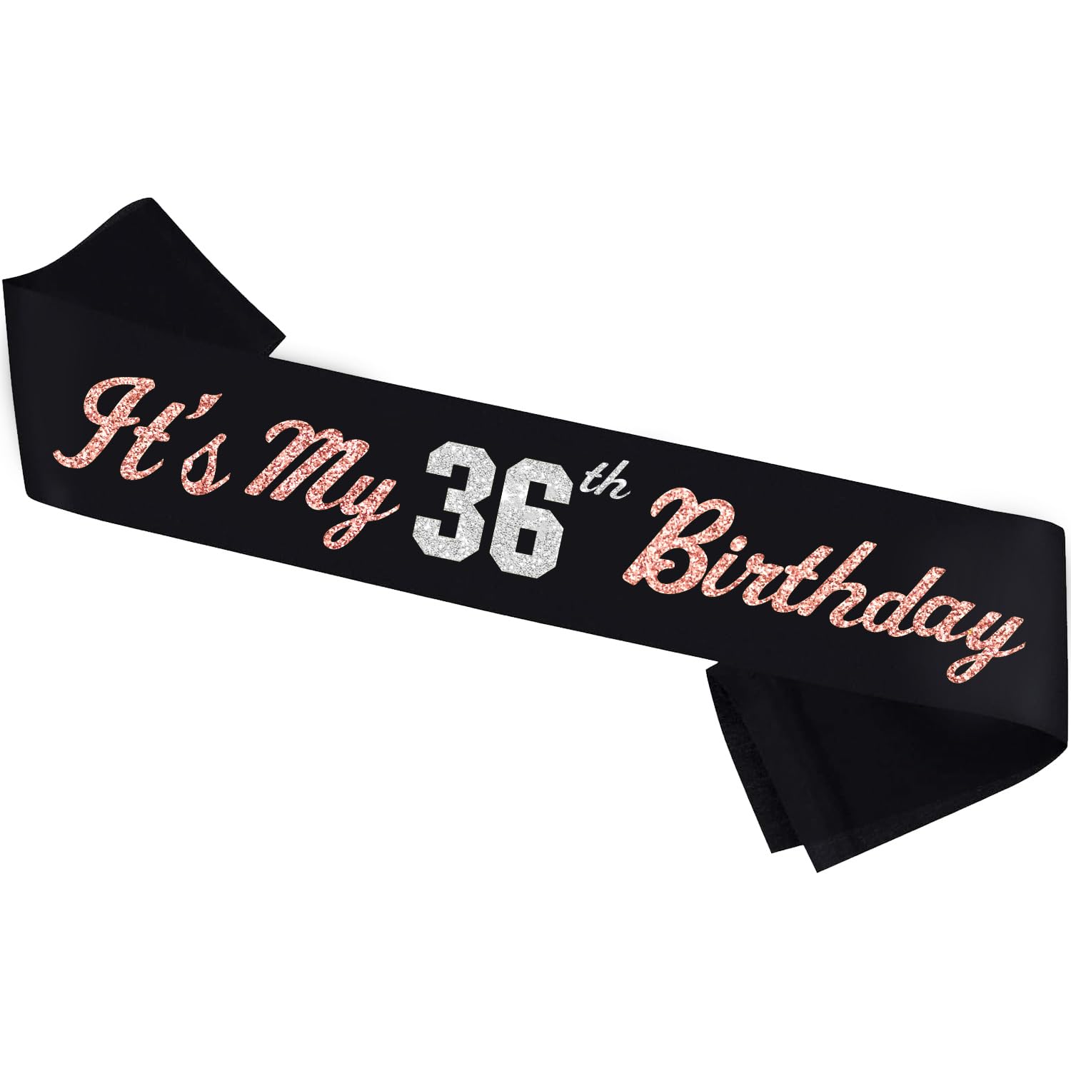 It’s My 36th Birthday Sash Silver Rose Gold Foil Black Satin Birthday Sash Happy 36th Birthday Party Gift Decorations Favors for Women Girls Men Boys (36)