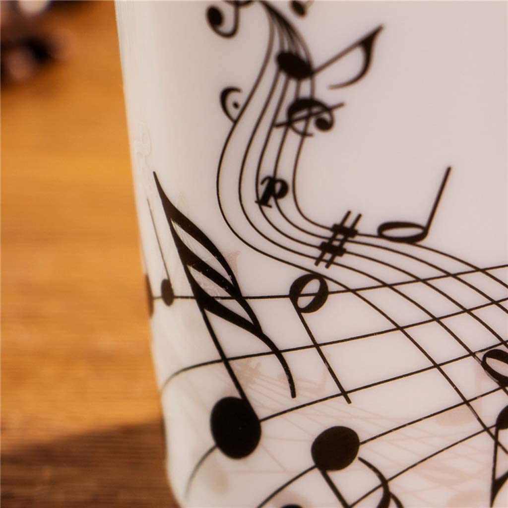 eKsdf Tazza in ceramica con motivo musicale, tazza da tè con note musicali, in porcellana, regalo con manico rosso, portata fino a 280 ml (tipo 1
