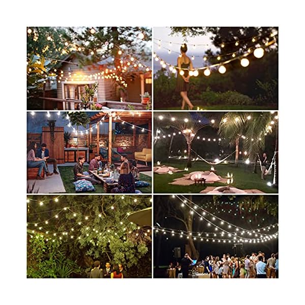 30M Lichterkette Außen LED Lichterkette Glühbirnen Aussen G40 53er Warmweiß IP44 Wasserdicht Glühbirnen Girland Lichterkette für Garten Terrasse Hochzeit Party Weihnachten – Bild 7