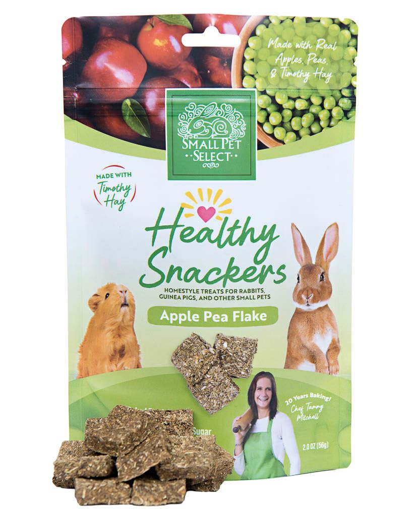 Small Pet Select – Healthy Snackers for Rabbits, Guinea Pigs & Small Pets | All-Natural Baked Treats with Apple & Pea Flakes for Wholesome, Crunchy Snacking