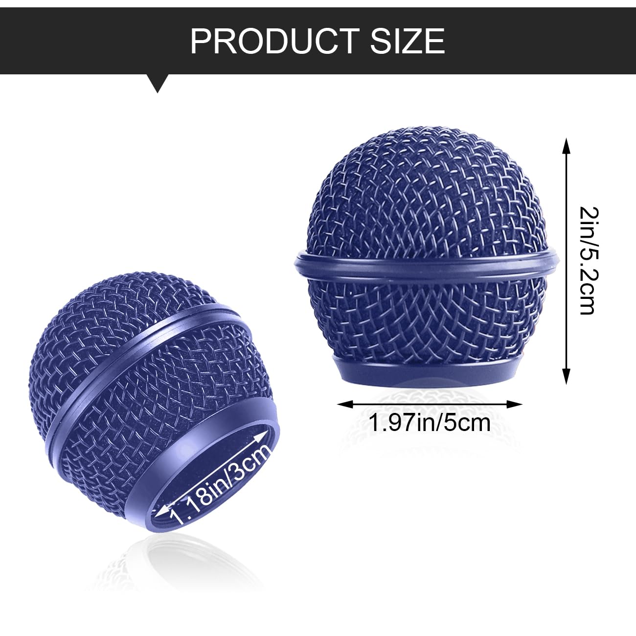 Microphone Head Replace Cover, Steel Mesh Mic Microphone Grille Mic Ball Head Pop Filter with Inner Foam, Fits for SM58 - Image 2
