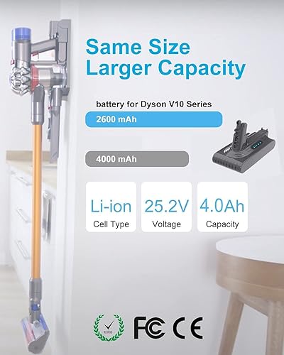 Miniatura 5 de LNOCCIY Dyson - Batería de repuesto de 25.2V4.5AH para Dyson V10, compatible con Dyson V10 Motorhead, V10 Absolute, V10 Fluffy, V10 Animal, V10