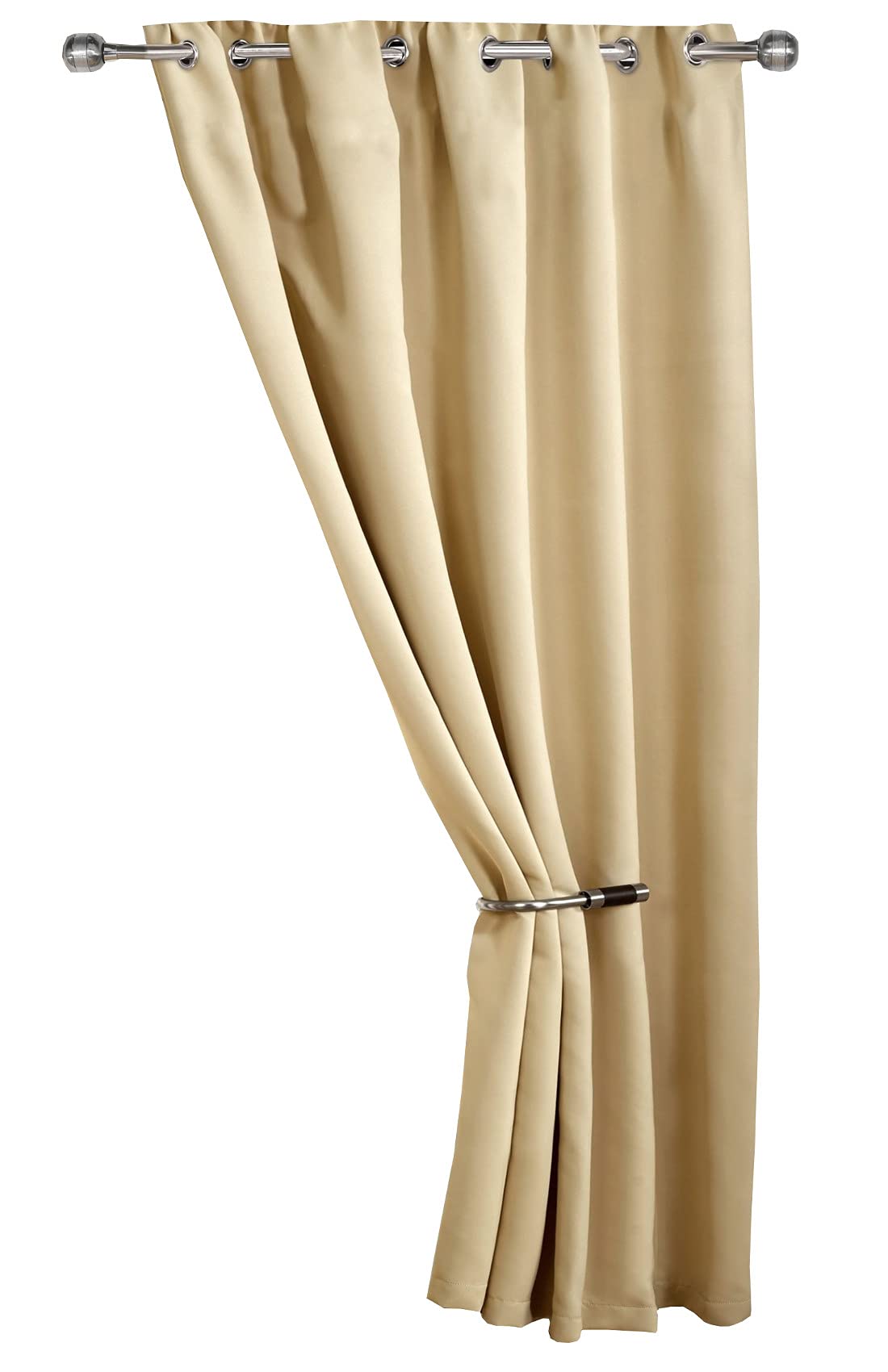 Emma Barclay Beige – Ring Top Blackout Door Curtain For Bedroom Living Room Thermal Insulated Woven Eyelet Blackout Single Curtain Cali Collection (46” X 84” Inch)(Beige)
