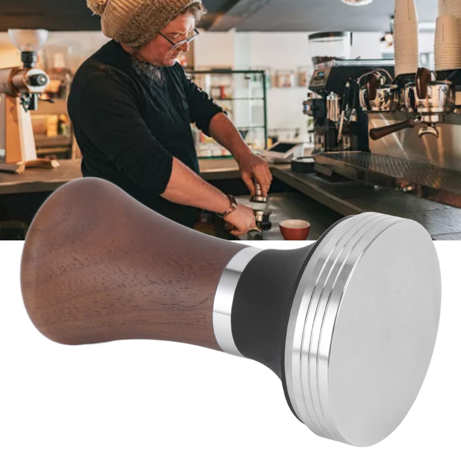 Pressino Per Caffè Espresso Da 51 Mm In Acciaio Inossidabile Con Manico In Legno - Base Piatta Per Pressatura Uniforme Pressino Per Barista