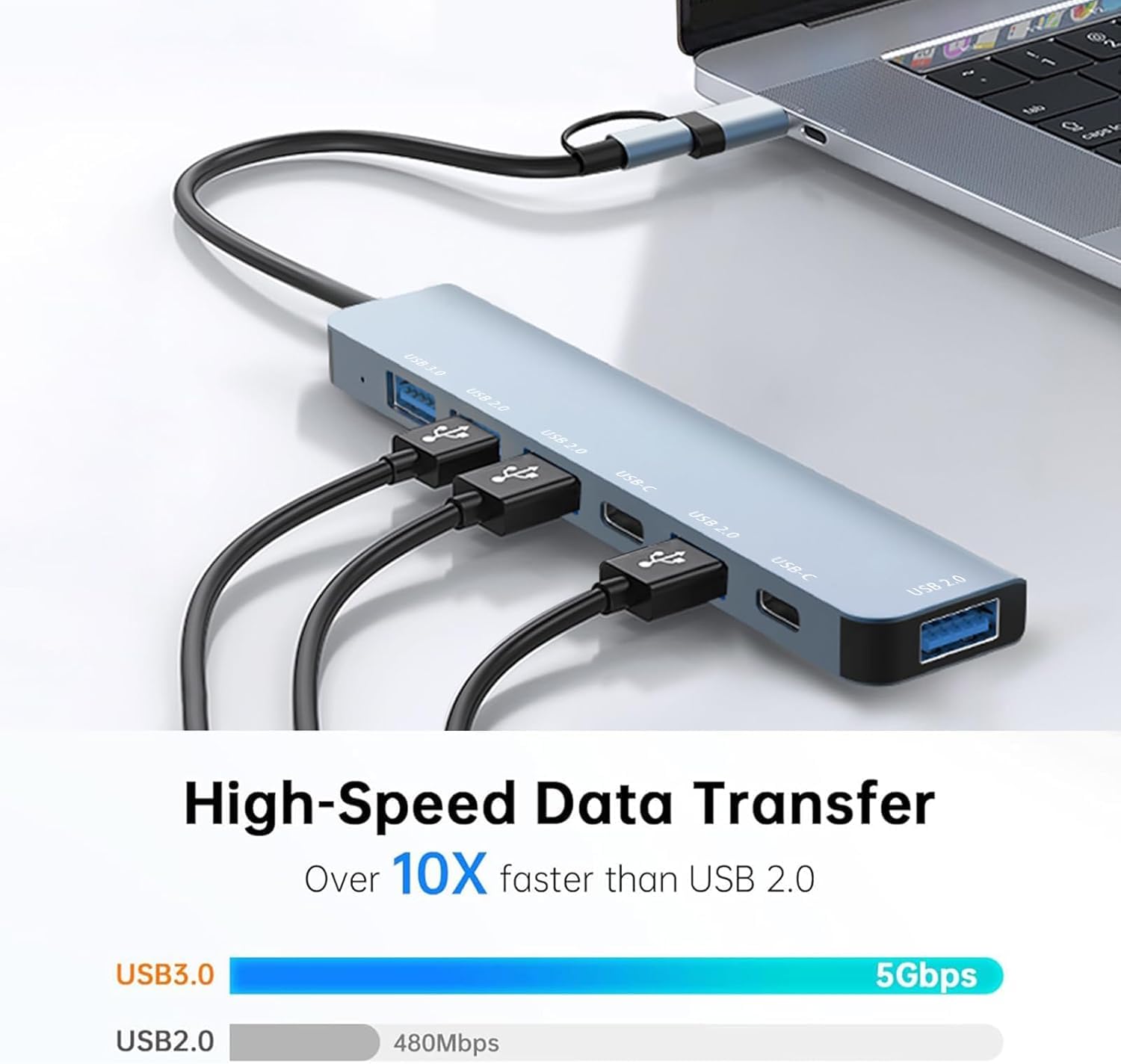 Hub USB 3.0 Con Interruttore On/Off E Alimentatore AC - 4 O 7 Porte Per PC Portatile