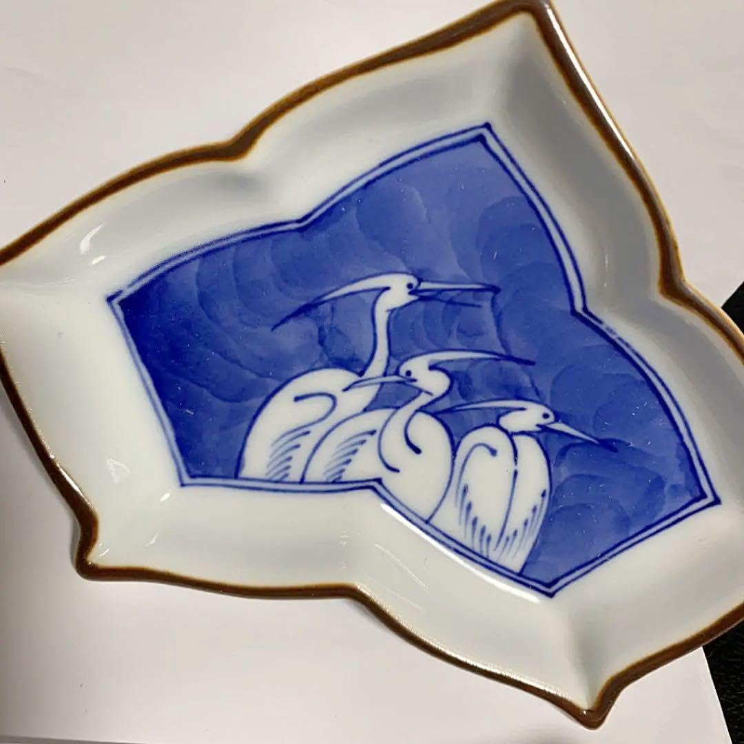 宮内庁御用達 辻精磁社 辻常陸製変形皿5枚 1892 宮内庁御用達『