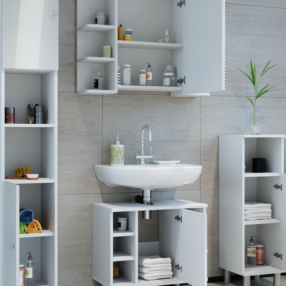 Vicco Conjunto de Muebles de baño Fynn, Blanco Alto Brillo 60 cm