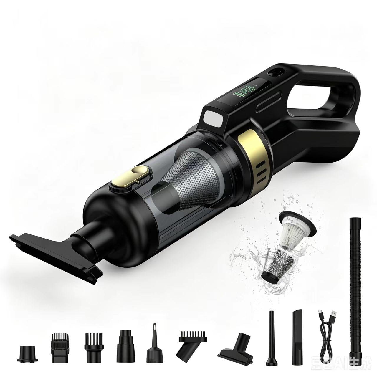 Aspirapolvere per Auto, Aslhuioo 6000mAh Aspirabriciole Senza Fili Potente Mini Aspirapolver Auto con Motore Brushless, 3 Velocità 22000PA Aspirapolvere Portatile per Casa, Ufficio, Auto, Capelli
