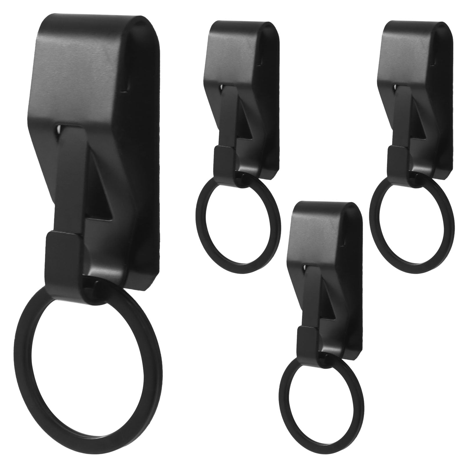 4 clips negros para llaves de cinturón, llavero de seguridad de metal, llavero de clip para coche, hogar, oficina, hombres y mujeres