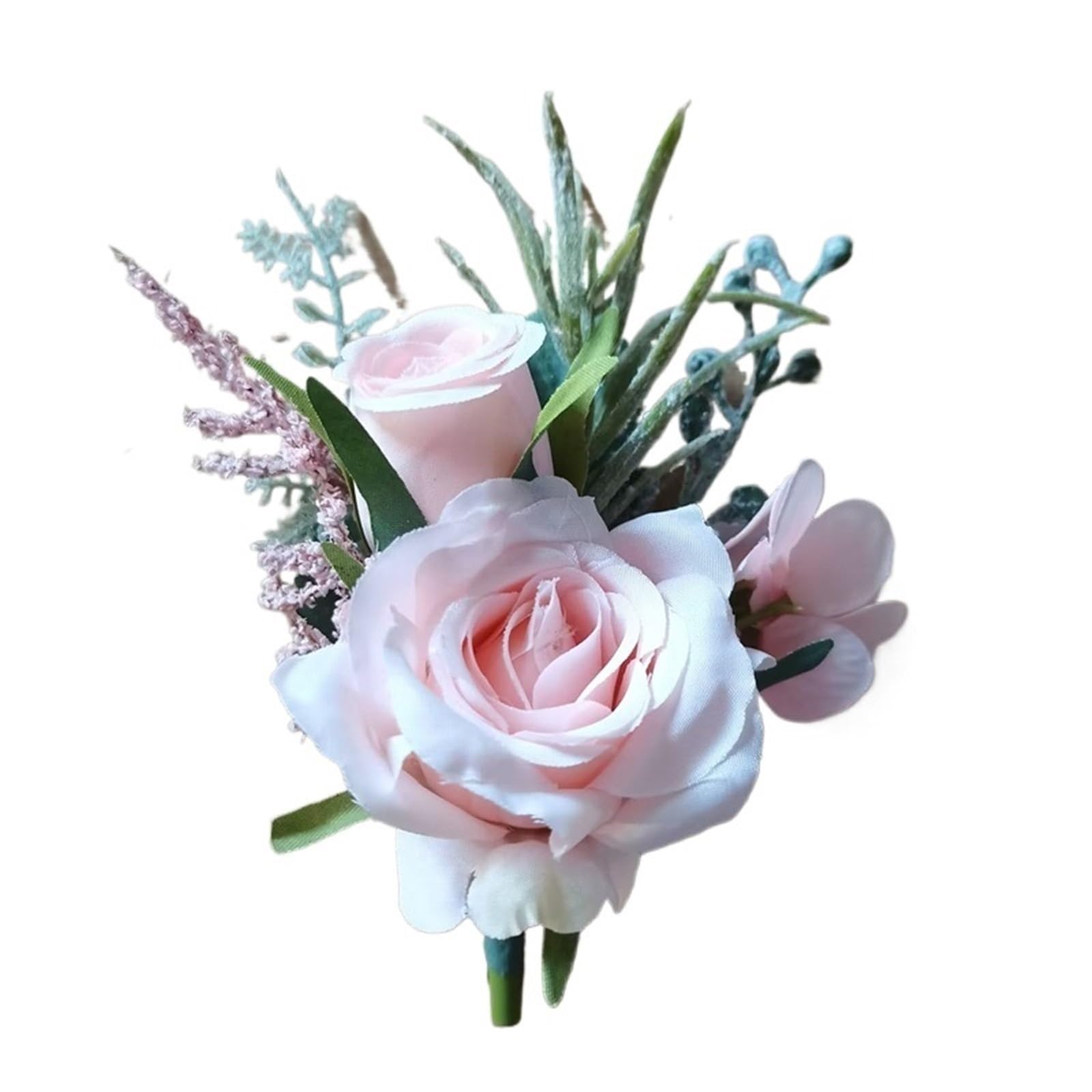 WTAXBH Corsages for Weddings 3pcs Beige Boutonnieres Flowers Silk White Corsage Buttonhole Groomsmen Boutonniere For Men Wedding Accessories(Boutonniere B C)