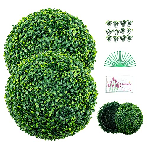 A & R 2 Pcs 18.90" Artificial Boxwood Balls, 4 Layers Artificial Plant Topiary Ball With Extra Leaves, A Scent Pouch A& 20 Zip Ties, Uv Protected Faux Spheres Set For Indoor & Outdoor Decor #TOP2