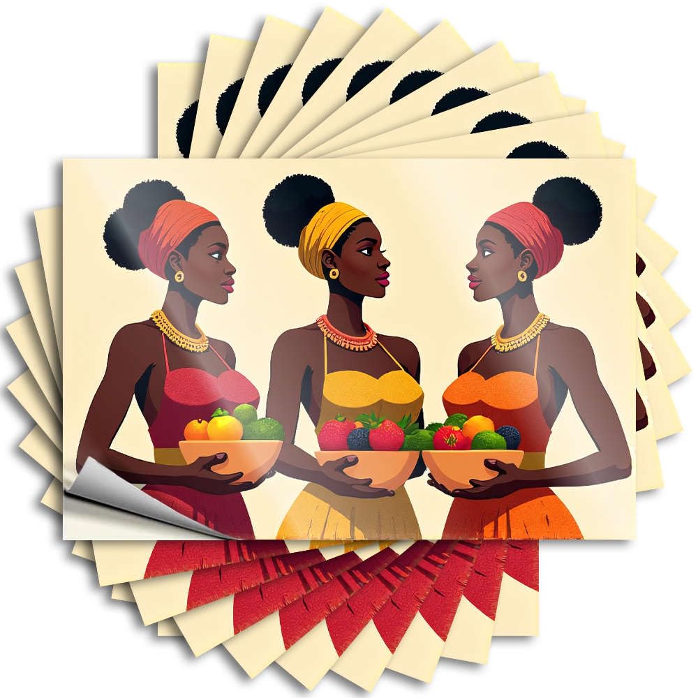 Saying Friends Peel and Stick - Three Women Holding Bowls of Fruit. Hat Western Waterproof Vinyl for Alcohol(12X18CM)