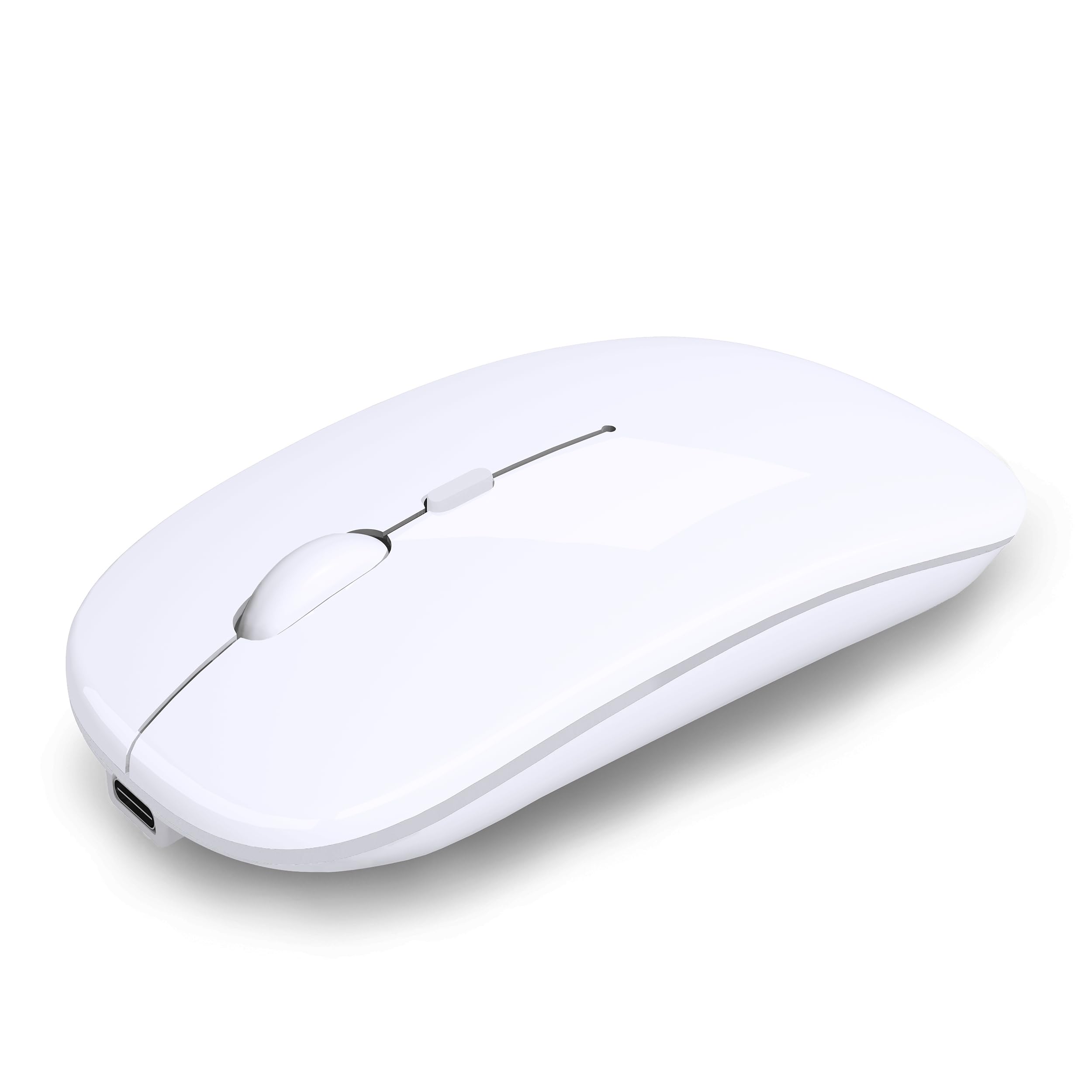 Wireless Bluetooth Mouse Rechargeable Laptop Mice Use Portable(Bluetooth5.2 and USB 2.4G) Dual Mode Connection Silent Slim Computer Mouse for Laptop/iPad Tablet/Apple MacBook/PC(Bright White)
