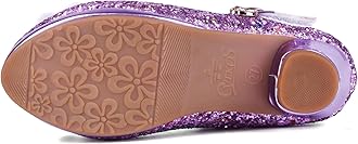 AQIYI Girls Princess Shoes Toddlers Sequin Sweet Bows Sandals Little Girls Party Pumps Sparkle Wedding Dress Shoes（3UK/Label Size35, Purple