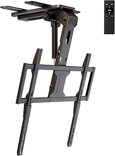 Motorized Ceiling TV Mount with Remote for 37-75‘’ TVs, Flip Down, Black