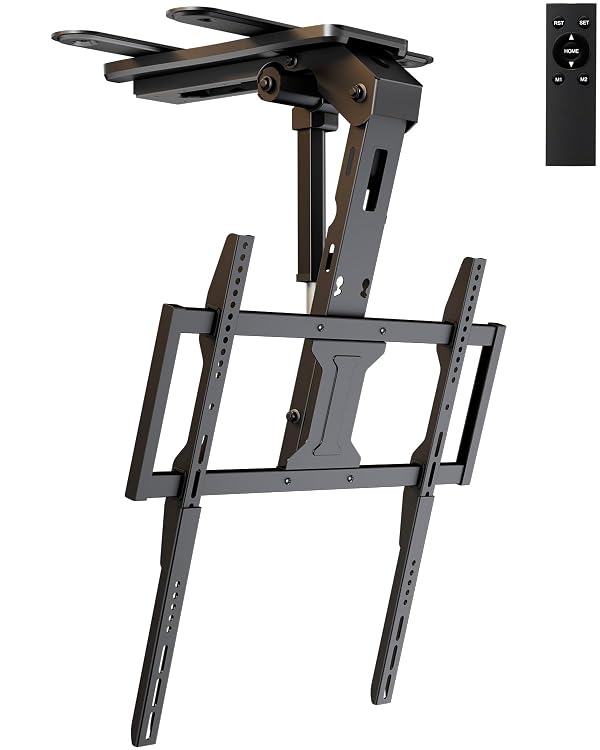 Motorized Ceiling TV Mount with Remote for 37-75‘’ TVs, Flip Down, Black by PUTORSEN - Used condition - US$151.99
