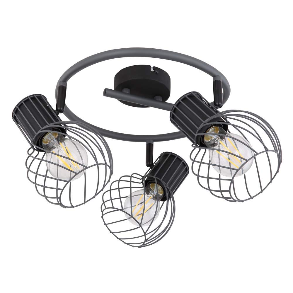 Lampada da soffitto con gabbia in metallo a 3 luci, faretti mobili