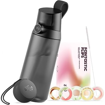 air up Click Trinkflasche 600 ml - Starter-Pack mit 5 Kapseln Strohhalmb rste und Twogo-Etui in Schwarz Zuckerfrei BPA-frei 4 Midnight Black