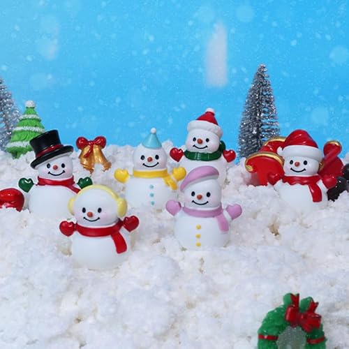 Miniatura 4 de LUOZZY Figuras de muñeco de nieve en miniatura de Navidad, adorno de muñeco de nieve de resina para micro paisaje, mini maceta de jardín, decoración