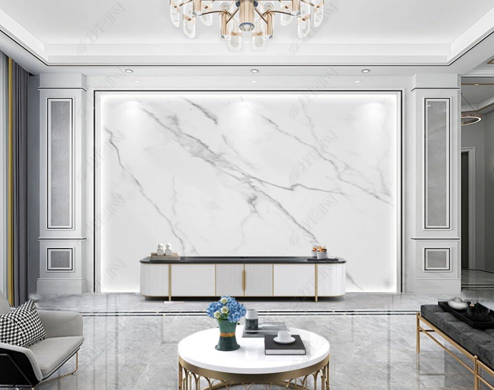 Papier peint intissé pour salon et restaurant avec grand décor effet marbre