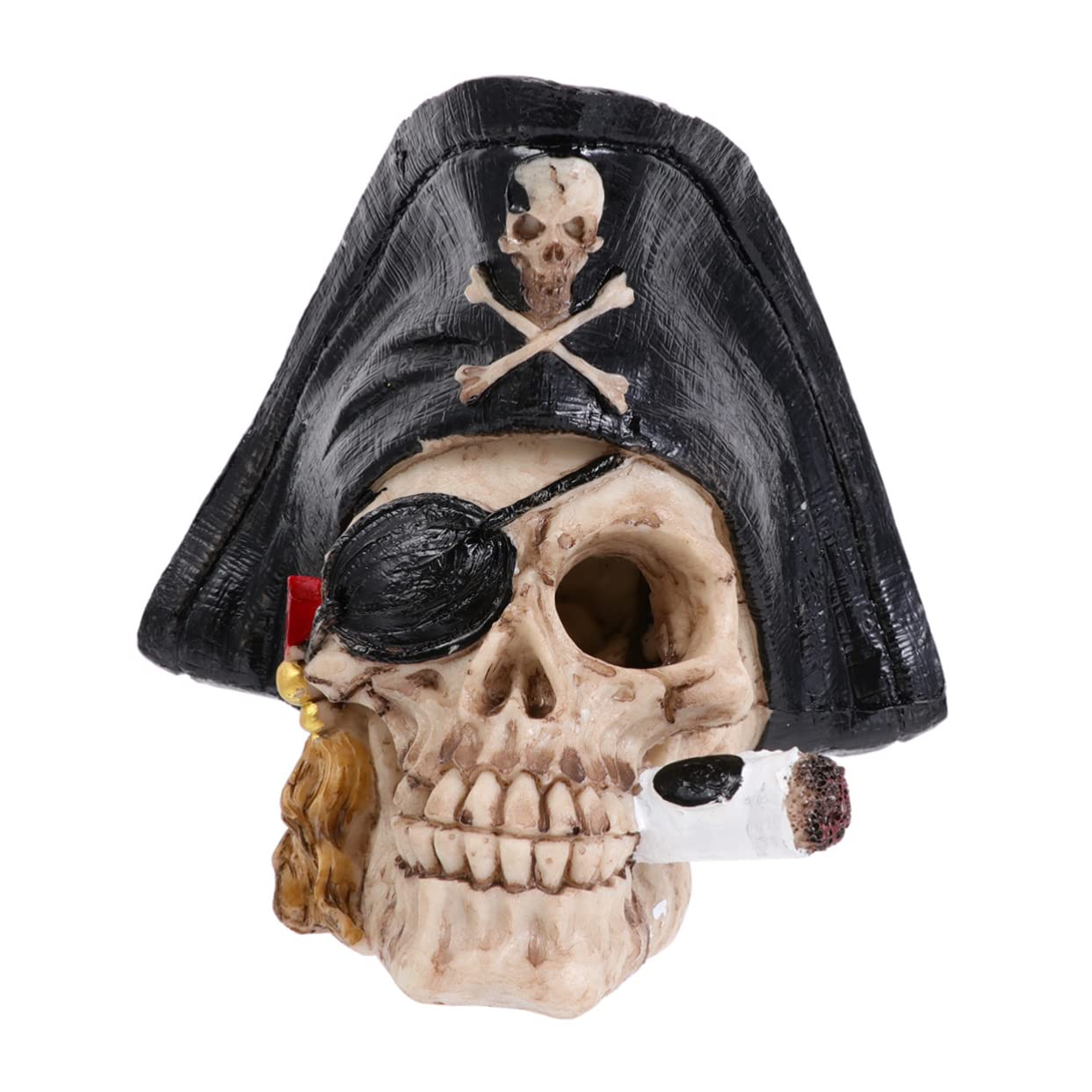 Ornamento in Resina A Forma di Teschio Pirata per Acquario Decorazione per Halloween Pirata