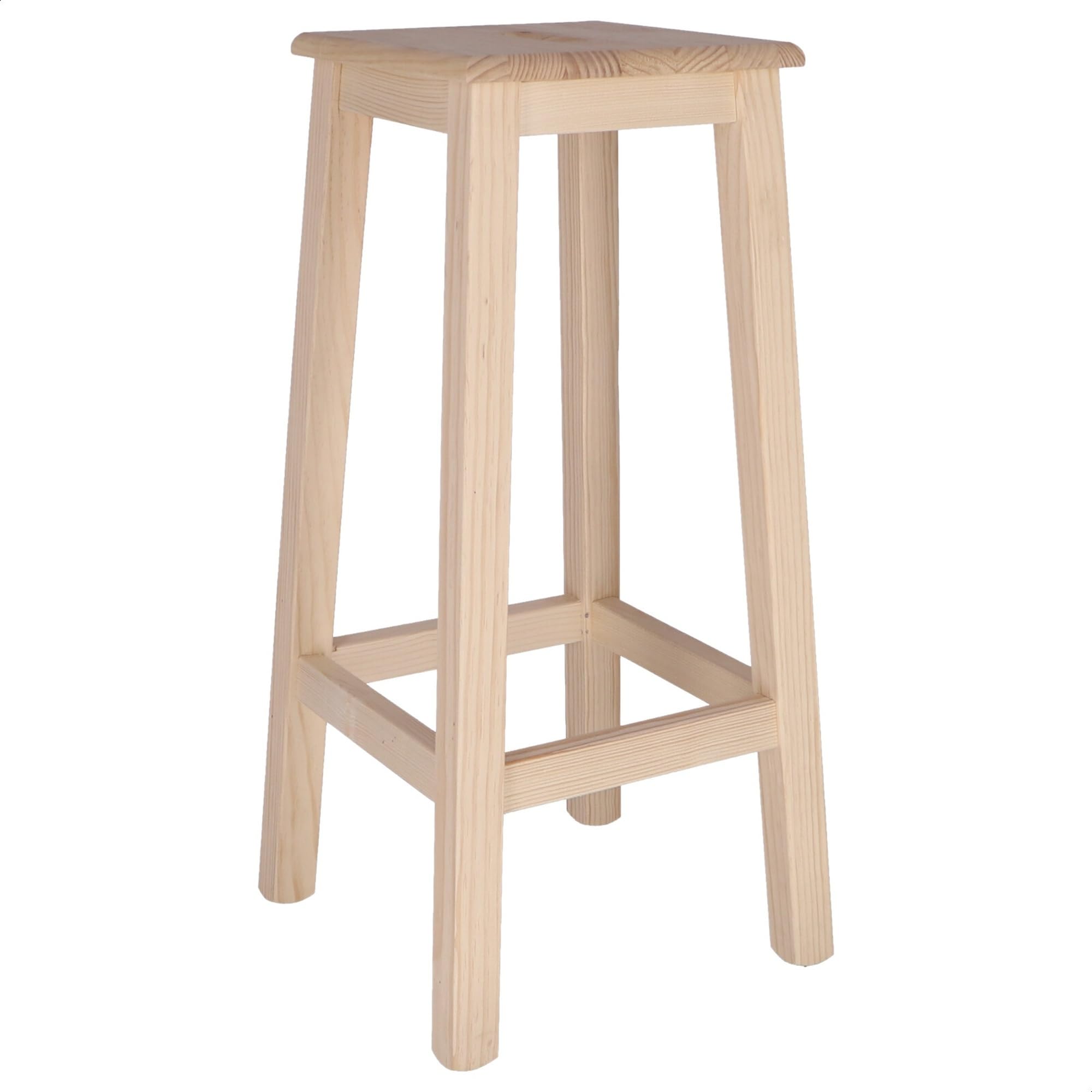 Aranaz Taburete de Madera de Pino, Alto 74 cms, Sin Barniz