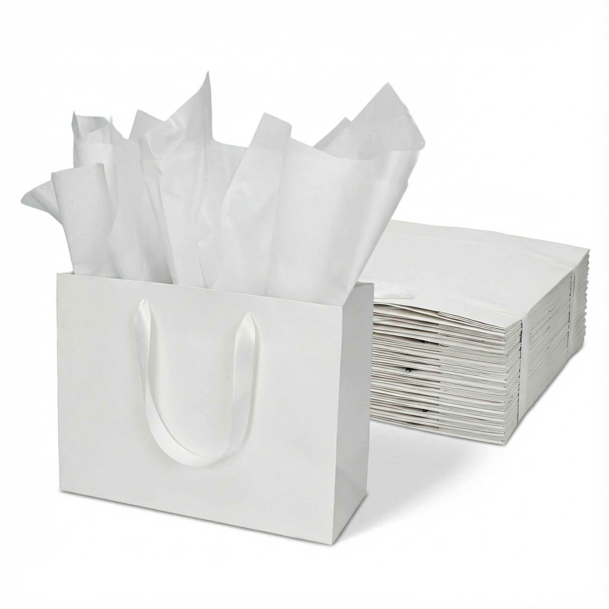 Papertide 30 Pack White Jumbo Gift Bags 40.6x15.2x30.4 cm with Tissue Paper