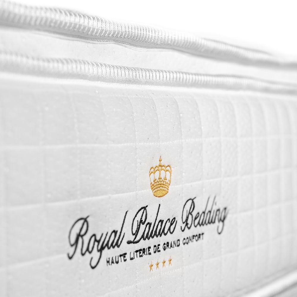 Royal Palace Bedding Ensemble Matelas Ressorts ensachés + mémoire de Forme Maxi épaisseur George V 160x200 sommier KIT Blanc | Epaisseur : 28 cm | Confort : Equilibré