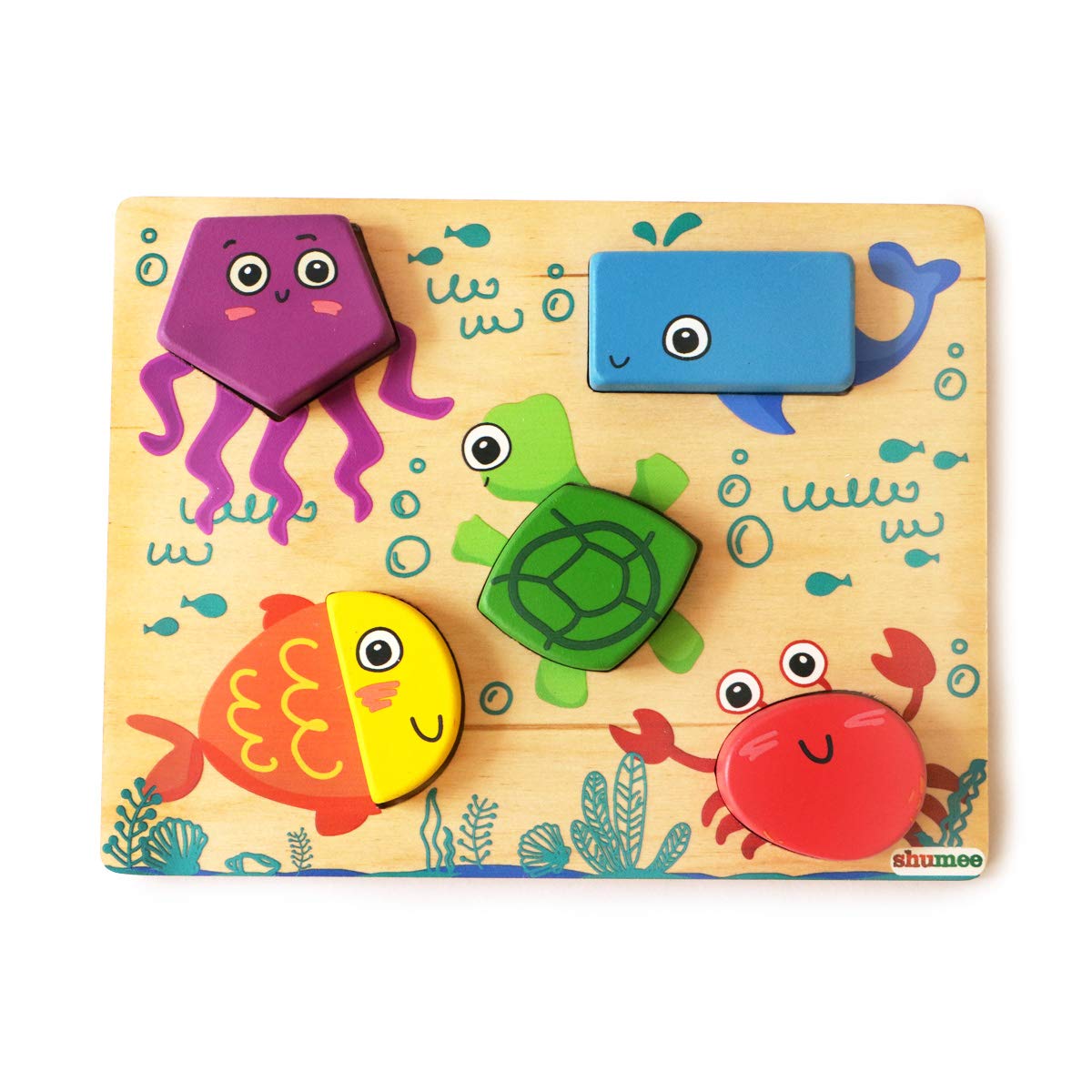 Shumee Sea World Shape Sorting Wooden Puzzle Board (2-4 Years) | 5 Blocks | Eco Friendly & Safe | Easy to Carry | Made in India (B08C62K24H) Amazon Price History, Amazon Price Tracker