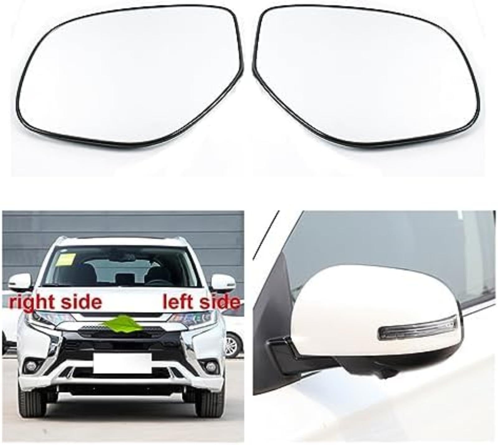 Szkło lusterka bocznego samochodu, dla Mitsubishi, dla Outlander 2013-2021 boczne soczewki cofania drzwi obiektywu Lusterko boczne samochodu (A 1pcs right no (A 1pcs right no heatin)