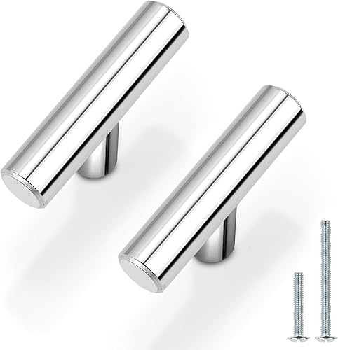 Miniatura 72 de Manijas en T de acero inoxidable niqueladas de Probrico, para gabinetes y cajones de cocina, Acero inoxidable, Paquete de 50 cepillado