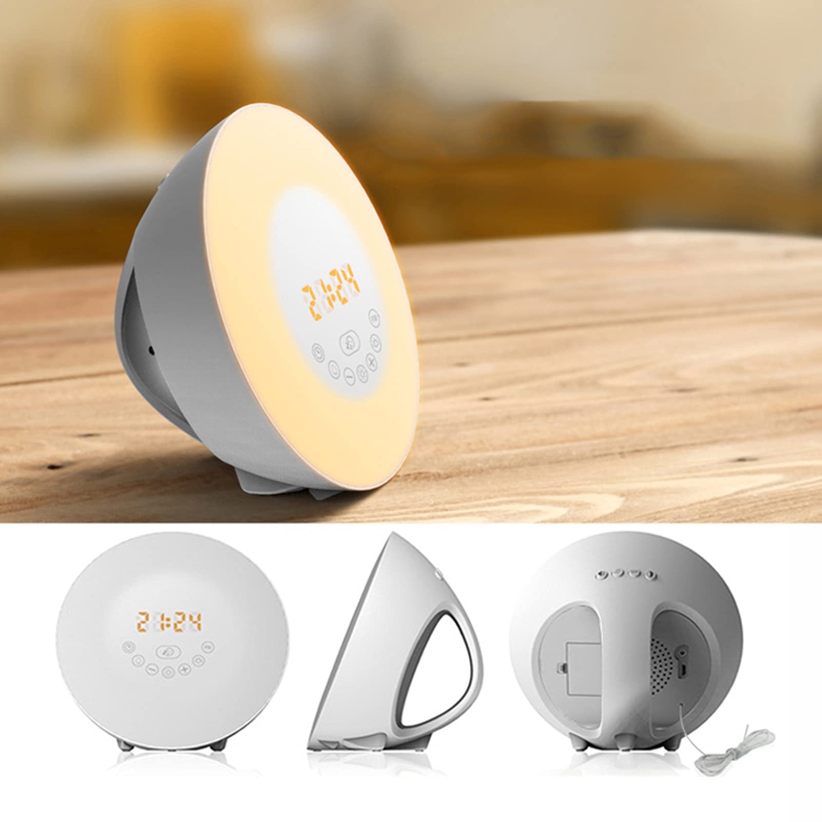 Sunrise Simulation Wake Up Light, Sveglia LED Digitale, Funzione Snooze, 6 Suoni della Natura, FM Radio, Ideale per Bambini e Adulti